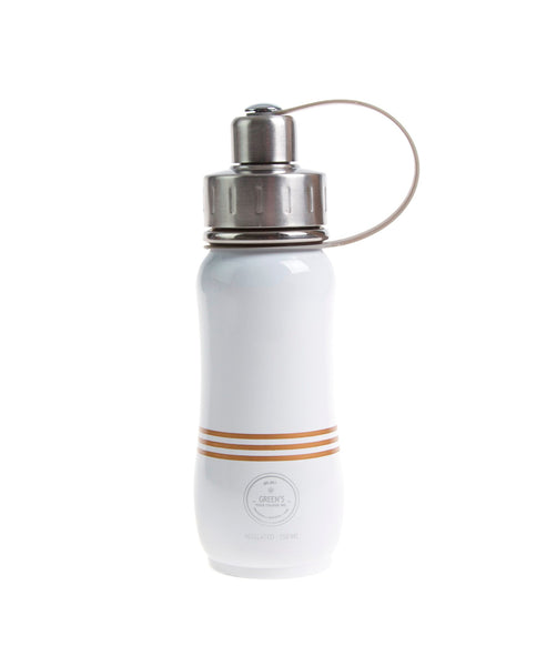 350 ml 'Champagne Bliss' limited edition stainless steel insulated water bottle greens your colour front SMALL WATER BOTTLE CUTE WATER BOTTLE CANADIAN LEADING BOTTLE COMPANY SUSTAINABILITY GYCBOTTLE GREEN'S YOUR COLOUR CANADIAN BOTTLE COMPANIES