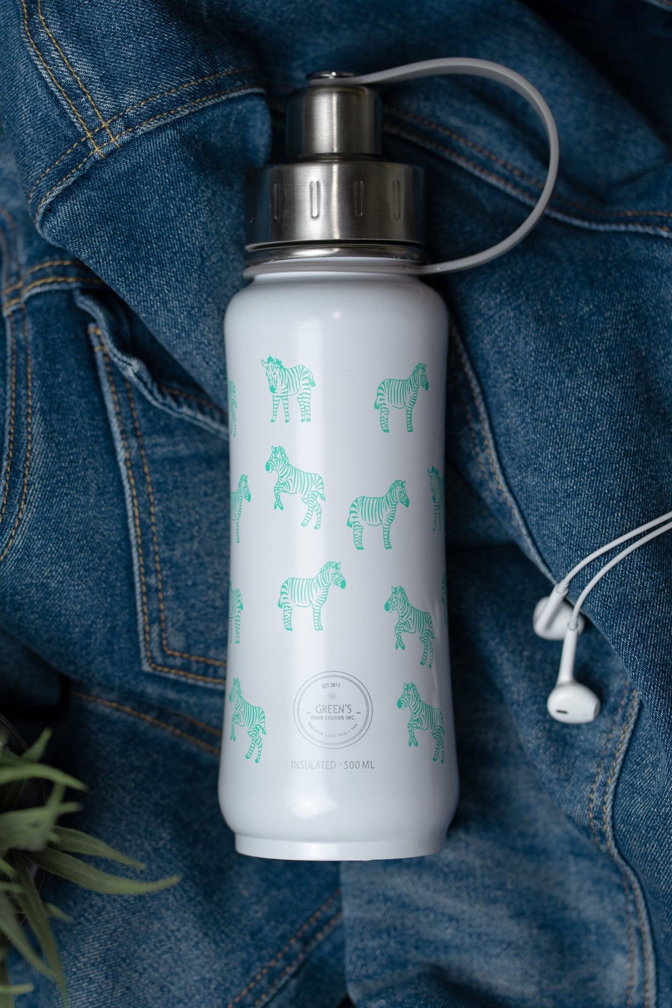 500 ml 'Zippy Zebra' White – Green's Your Colour