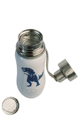 350 ML 12 0Z SMALL DINOSAUR KIDS INSULATED STAINLESS STEEL WATER BOTTLE. EASY TO CLEAN, SMALL DRINKING SPOUT FOR KIDS, WIDE OPENING FOR PROPER CLEANING AND WIDE OPENING TO ACCOMMODATE ICE CUBES. LEAK PROOF, SWEAT PROOF AND BPA FREE KIDS WATER BOTTLE. GREEN'S YOUR COLOUR SUSTAINABLE BOTTLES CANADIAN WATER BOTTLE SUSTAINABLE CANADIAN BRAND 
