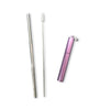 Telescopic S/S Straw + Cleaning Brush Kit Purple